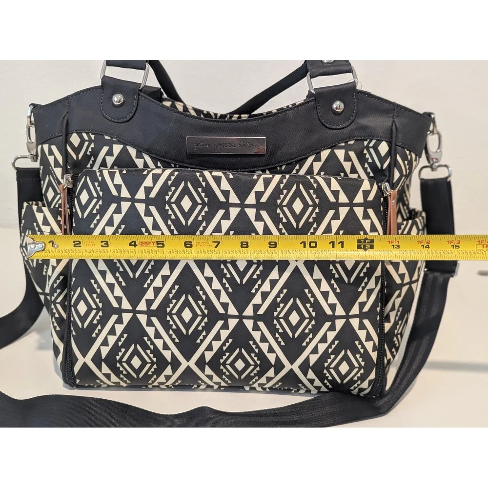 Petunia Pickle Bottom Downtown Tote Diaper Bag Black Cream Geometric Tribal